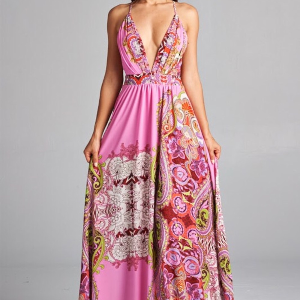 Ornate Print Maxi Dress